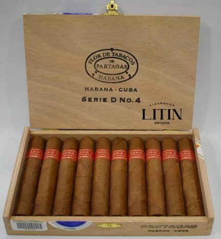Partagás Serie D No. 4 Cuban short robusto cigar handcrafted with aged Cuban tobacco for full-bodied flavor with notes of cedar, cocoa, and spice.