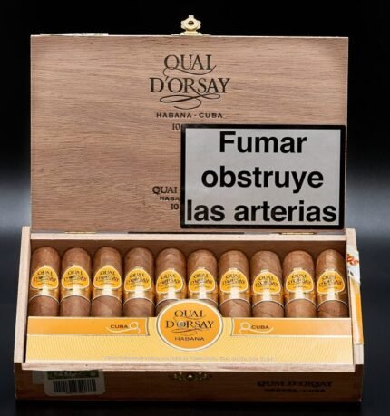 Quai D’Orsay 50 Cuban cigar in robusto format with smooth wrapper, offering a balanced medium-bodied smoking experience with notes of cedar, cocoa, and light spice.