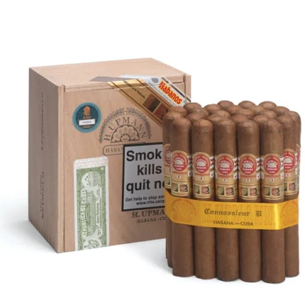 H. Upmann Connossieur B premium Cuban cigar crafted with aged tobacco leaves, offering a smooth draw, rich aroma, and a refined luxury smoking experience from Official Cigar Store.